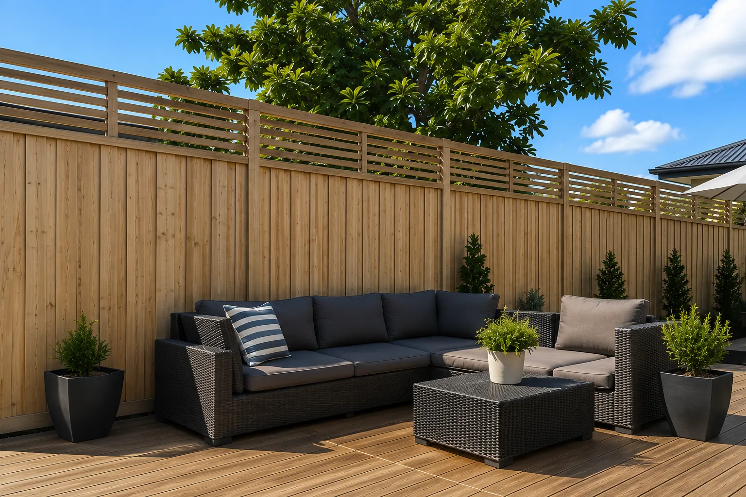 slatted privacy screen for a courtyard in Epsom, Auckland
