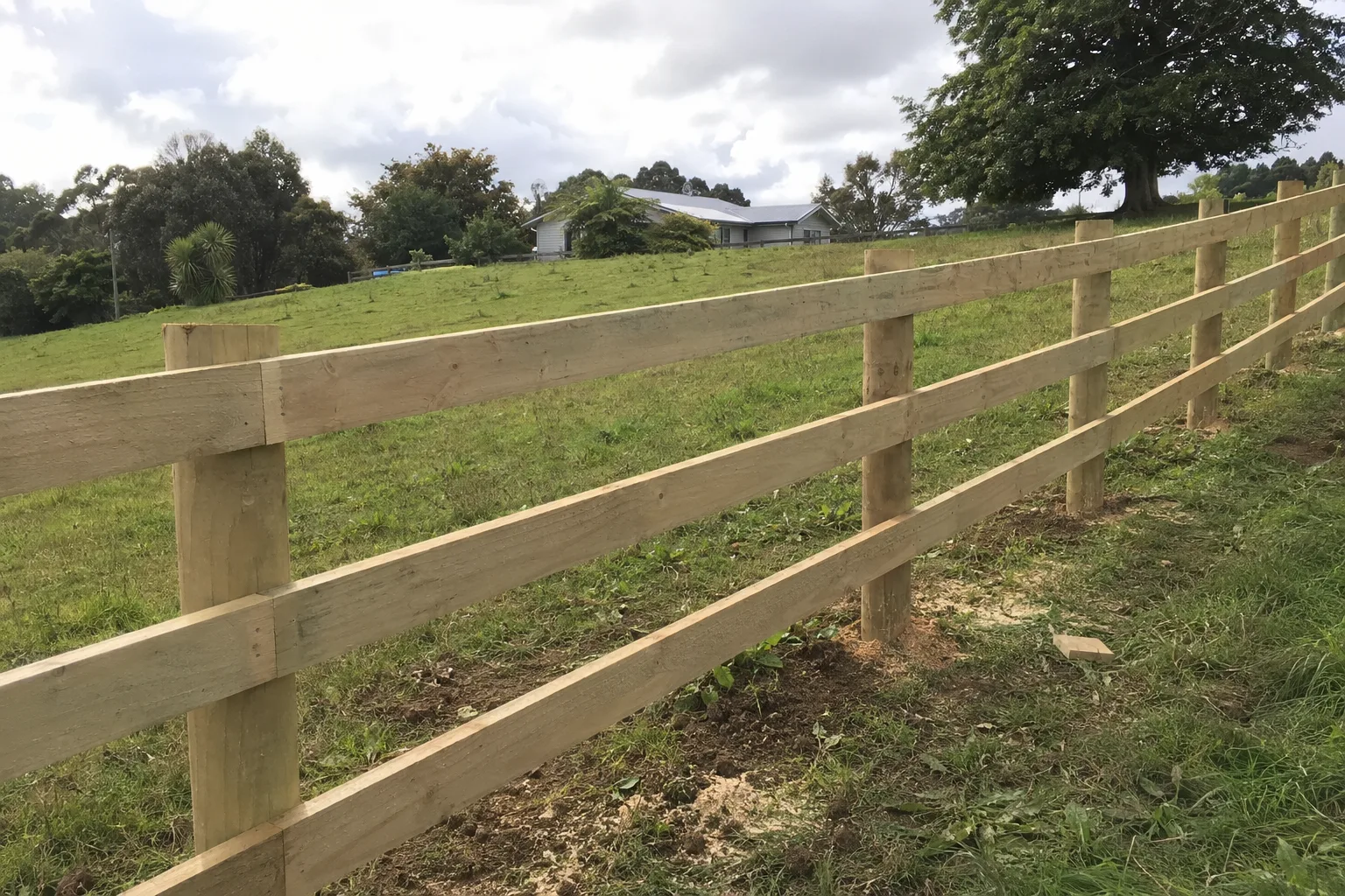 Completed stock fence for a rural boundary example in Auckland